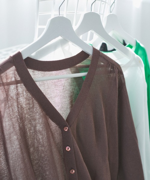 VIS（ビス）の「Vネックドルマンスリーブシアーカーディガン（カーディガン/ボレロ・レディース・ホワイト/ブラック/ブラウン/グリーン・FREE）」の22枚目の写真