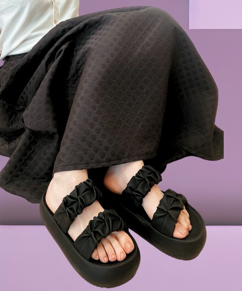 Sugar Sugar(シュガーシュガー)の「【SUGAR SUGARシュガーシュガー】くしゅくしゅ まあるい 厚底サンダル(9102)(サンダル・レディース・アイボリー/ブラック/ベージュ系その他・S/M/L/LL)」の13枚目の写真