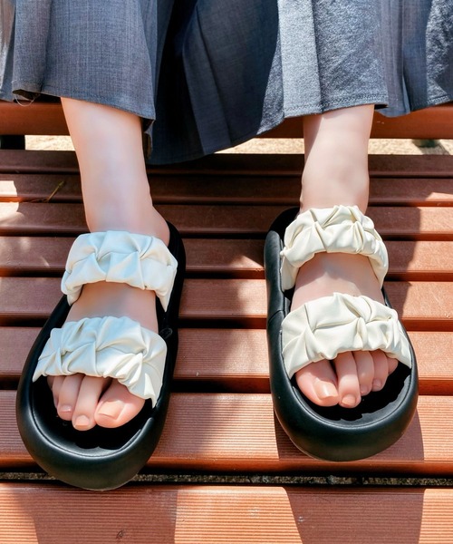 Sugar Sugar(シュガーシュガー)の「【SUGAR SUGARシュガーシュガー】くしゅくしゅ まあるい 厚底サンダル(9102)(サンダル・レディース・アイボリー/ブラック/ベージュ系その他・S/M/L/LL)」の5枚目の写真