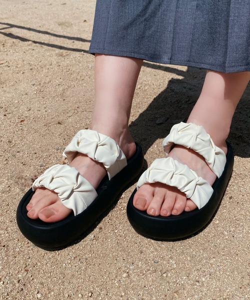 Sugar Sugar(シュガーシュガー)の「【SUGAR SUGARシュガーシュガー】くしゅくしゅ まあるい 厚底サンダル(9102)(サンダル・レディース・アイボリー/ブラック/ベージュ系その他・S/M/L/LL)」の14枚目の写真