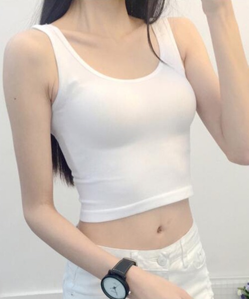Miniministore（ミニミニストア）の「Uネック ショート丈 タンクトップ（タンクトップ・レディース・ホワイト/グレー/ブラック・FREE）」の8枚目の写真
