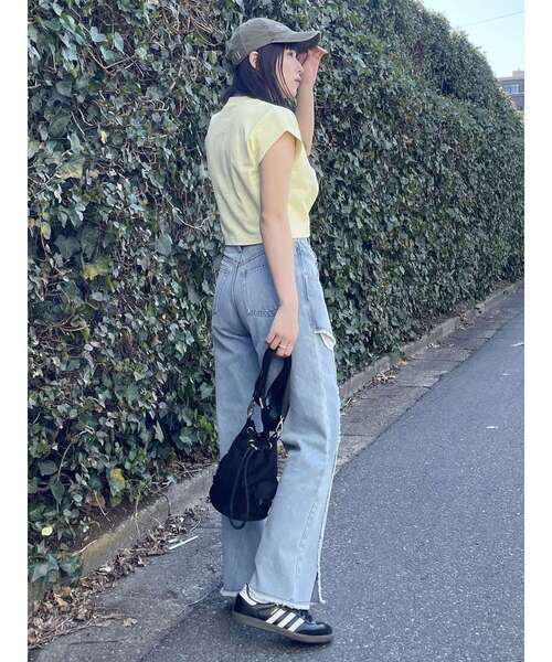 MURUA（ムルーア）の「【SET UP対応】スカートレイヤードデニム（デニムパンツ・レディース・ライトブルー/ブラック・2/1）」の21枚目の写真