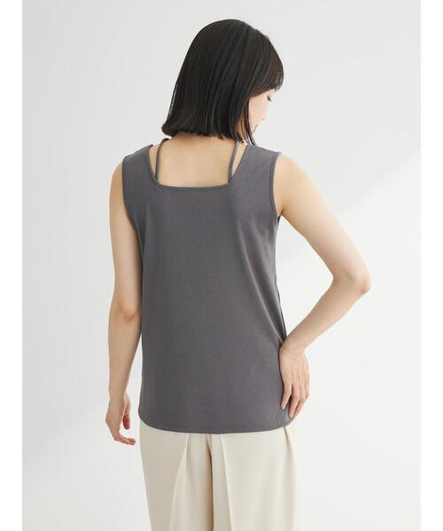 Green　Parks（グリーンパークス）の「マルチストラップテレコタンク（タンクトップ・レディース・ブルー/チャコールグレー/ホワイト/ブラック・FREE）」の13枚目の写真