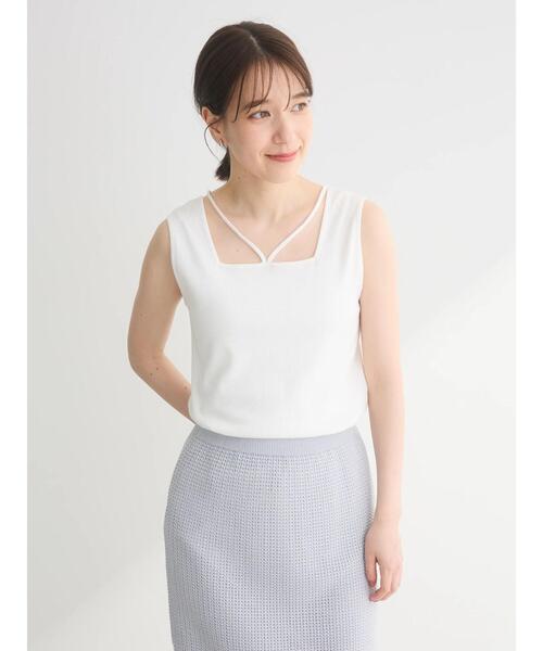 Green　Parks（グリーンパークス）の「マルチストラップテレコタンク（タンクトップ・レディース・ブルー/チャコールグレー/ホワイト/ブラック・FREE）」の7枚目の写真