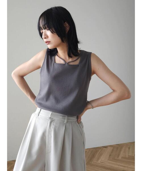 Green　Parks（グリーンパークス）の「マルチストラップテレコタンク（タンクトップ・レディース・ブルー/チャコールグレー/ホワイト/ブラック・FREE）」の21枚目の写真