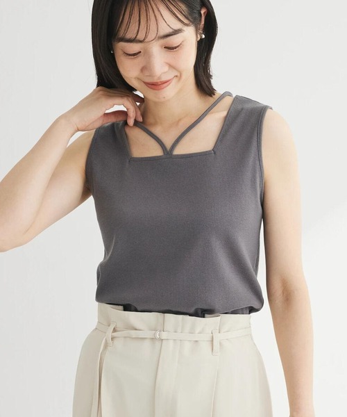 Green　Parks（グリーンパークス）の「マルチストラップテレコタンク（タンクトップ・レディース・ブルー/チャコールグレー/ホワイト/ブラック・FREE）」の3枚目の写真