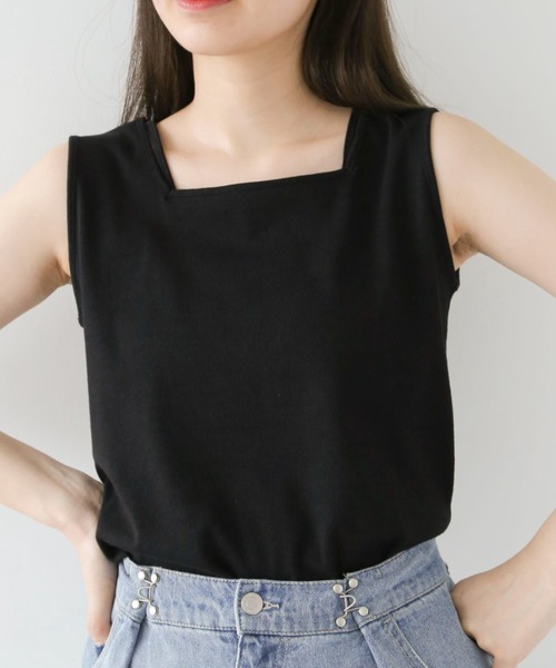 Green　Parks（グリーンパークス）の「マルチストラップテレコタンク（タンクトップ・レディース・ブルー/チャコールグレー/ホワイト/ブラック・FREE）」の2枚目の写真