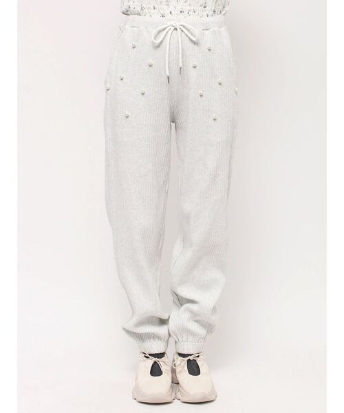 merry jenny(メリージェニー)の「パールリブジョガーパンツ(スウェットパンツ・レディース・ライトグレー/グレー・FREE)」の3枚目の写真