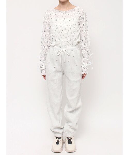 merry jenny(メリージェニー)の「パールリブジョガーパンツ(スウェットパンツ・レディース・ライトグレー/グレー・FREE)」の13枚目の写真