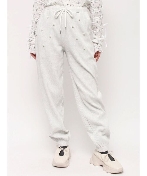 merry jenny(メリージェニー)の「パールリブジョガーパンツ(スウェットパンツ・レディース・ライトグレー/グレー・FREE)」の20枚目の写真