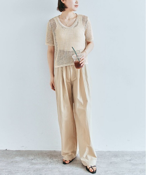 コートメール トップス セール】コード刺繍風 モックネックニットトップス/TOPS（ニット