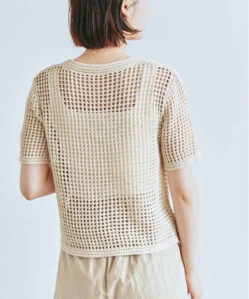 SINSS ハーフスリーブメッシュニットシャツ セール】Half sleeve mesh knit shirt / ハーフスリーブメッシュ
