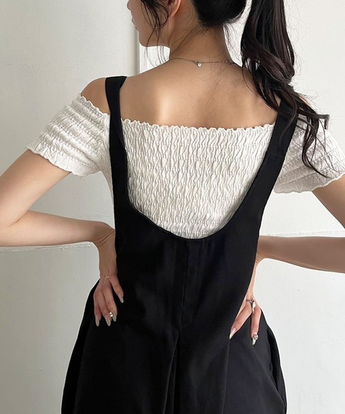 Jewelobe(ジュエローブ)の「フロントボタンタックルーズサロペット(サロペット/オーバーオール・レディース・ブラウン/ベージュ/ブラック/カーキ・FREE)」の15枚目の写真