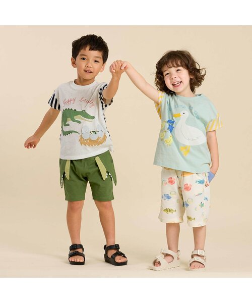 BIT'Z(ビッツ)の「ワニ&アヒル子育てギミックTシャツ(Tシャツ/カットソー・キッズ・ミント/キナリ・120/110/100/95/90/80)」の6枚目の写真