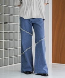 FRINGE DENIM WIDE PANTS/フリンジデニムワイドパンツ