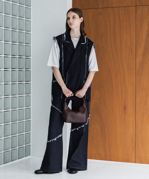 FRINGE LINE FLARE デニム FRINGE DENIM WIDE PANTS/フリンジデニムワイドパンツ（デニム