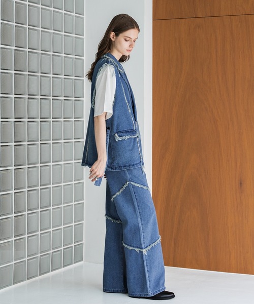 sextet フリンジ デニム selle glant（セレグランテ）の「FRINGE DENIM WIDE PANTS