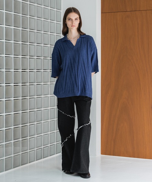 Semi Flare Dyed Jeans(1 BLACK): STUDIOUS: WOMENS｜ STUDIOUS