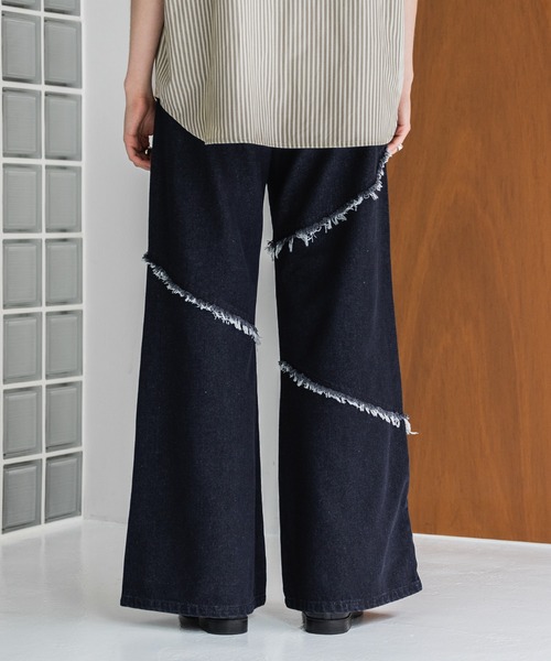 FRANGANT パンツ FRINGE DENIM WIDE PANTS/フリンジデニムワイドパンツ（デニム