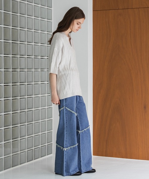 パンツ NKJ2024AW FRINGE WIDE DENIM niko and（ニコアンド）の「【NKJ 2024AW】FRINGE WIDE DENIM