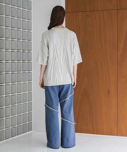 FRINGE DENIM WIDE PANTS/フリンジデニムワイドパンツ（デニムパンツ