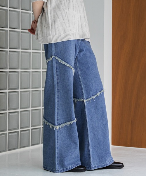 【未使用】フリンジヘム デニムワイドパンツ M FRINGE DENIM WIDE PANTS/フリンジデニムワイドパンツ（デニムパンツ