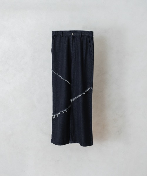 FRINGE DENIM WIDE PANTS/フリンジデニムワイドパンツ（デニム