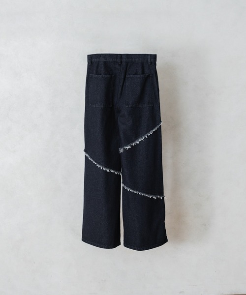 selle glant（セレグランテ）の「FRINGE DENIM WIDE PANTS/フリンジデニムワイドパンツ（デニムパンツ・メンズ・ブラック/インディゴブルー/サックスブルー・SMALL/MEDIUM/LARGE）」の12枚目の写真