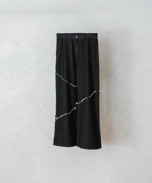 FRINGE DENIM WIDE PANTS/フリンジデニムワイドパンツ（デニム