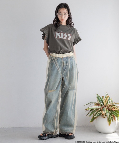 LOWRYS FARM（ローリーズファーム）の「リメイクＫＩＳＳフリルＴＳＳ 127829（Tシャツ/カットソー・レディース・アイボリー/チャコールグレー・FREE）」の7枚目の写真