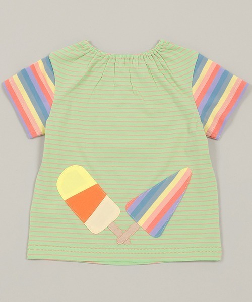 Konomi♡ベイビーチアー　シトラスパンツ　さくらんぼシャツ　2点セット セール】アイスボーダーTシャツ（Tシャツ/カットソー）｜baby