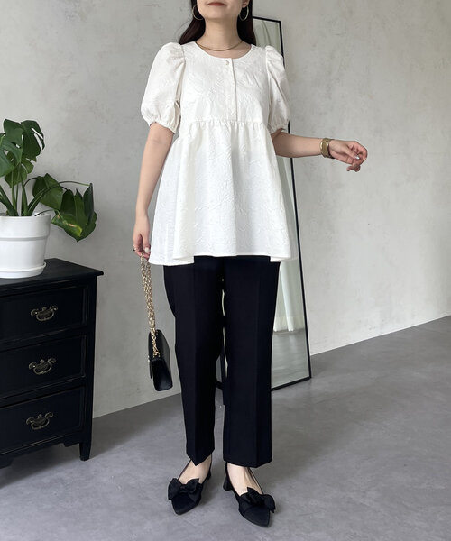 prose verse（プロズヴェール）の「【ON・OFF使える】パールボタンペプラムブラウスセットアップ（ワンピース・レディース・アイボリー/ブラック・LARGE/MEDIUM）」の11枚目の写真