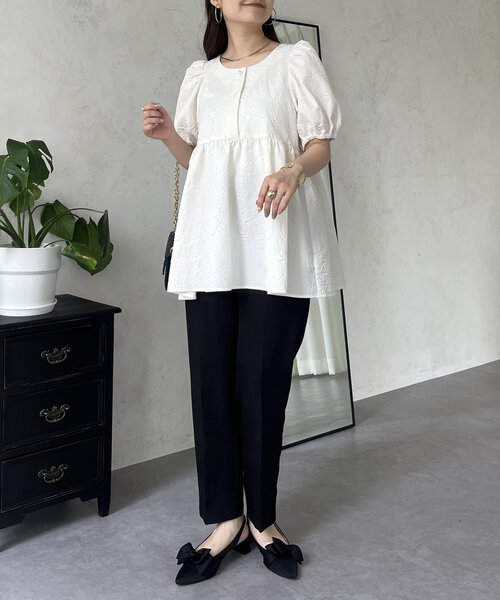 prose verse（プロズヴェール）の「【ON・OFF使える】パールボタンペプラムブラウスセットアップ（ワンピース・レディース・アイボリー/ブラック・LARGE/MEDIUM）」の14枚目の写真