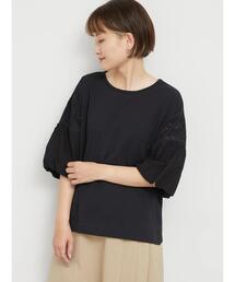 袖レースドッキングカットソー