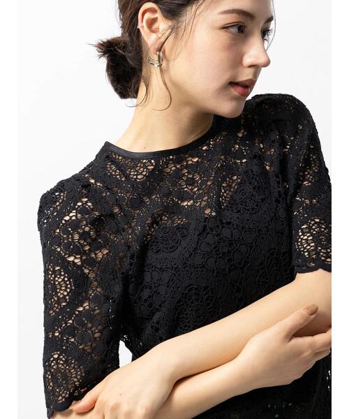 Te chichi CLASSIC（テチチクラシック）の「オーガニックコットンコードレースブラウス（シャツ/ブラウス・レディース・ブラック/オフホワイト・F）」の3枚目の写真