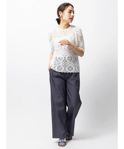 Te chichi CLASSIC（テチチクラシック）の「オーガニックコットンコードレースブラウス（シャツ/ブラウス・レディース・ブラック/オフホワイト・F）」の4枚目の写真