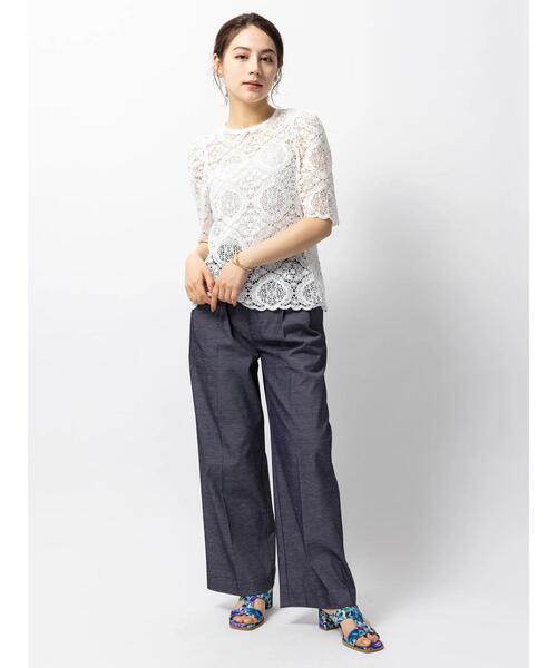 Te chichi CLASSIC（テチチクラシック）の「オーガニックコットンコードレースブラウス（シャツ/ブラウス・レディース・ブラック/オフホワイト・F）」の7枚目の写真