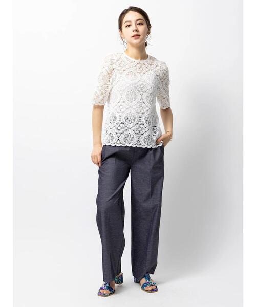 Te chichi CLASSIC（テチチクラシック）の「オーガニックコットンコードレースブラウス（シャツ/ブラウス・レディース・ブラック/オフホワイト・F）」の8枚目の写真