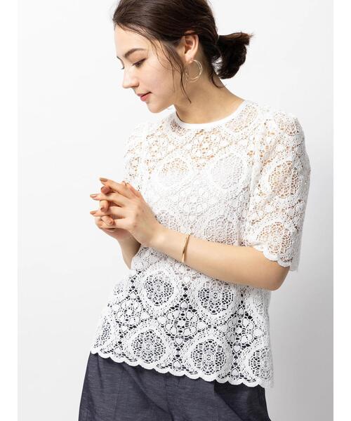 Te chichi CLASSIC（テチチクラシック）の「オーガニックコットンコードレースブラウス（シャツ/ブラウス・レディース・ブラック/オフホワイト・F）」の11枚目の写真