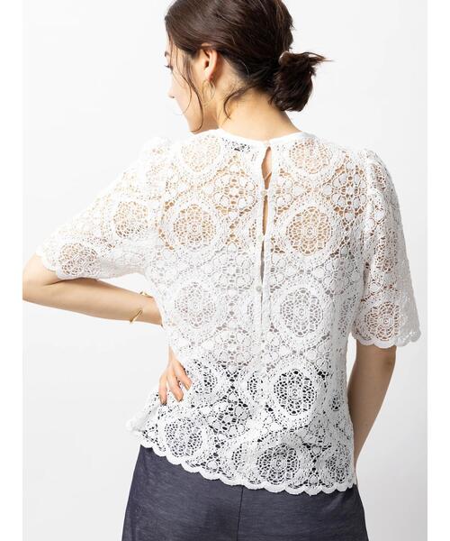 Te chichi CLASSIC（テチチクラシック）の「オーガニックコットンコードレースブラウス（シャツ/ブラウス・レディース・ブラック/オフホワイト・F）」の12枚目の写真