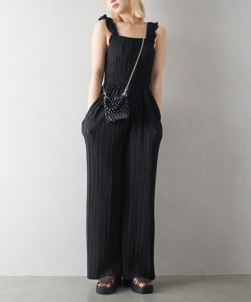 SpRay（スプレイ）の「ランダムプリーツサロペット（サロペット/オーバーオール・レディース・ベージュ/ブラック/グレー・FREE）」の16枚目の写真