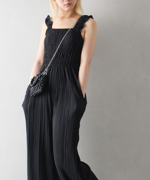 SpRay（スプレイ）の「ランダムプリーツサロペット（サロペット/オーバーオール・レディース・ベージュ/ブラック/グレー・FREE）」の17枚目の写真