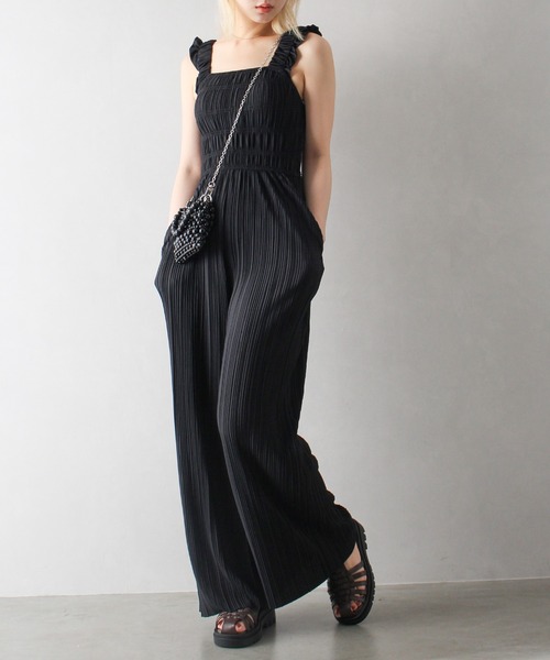 SpRay（スプレイ）の「ランダムプリーツサロペット（サロペット/オーバーオール・レディース・ベージュ/ブラック/グレー・FREE）」の18枚目の写真