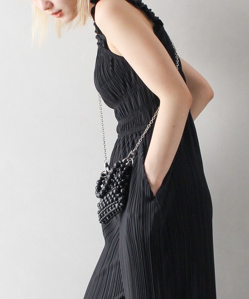 SpRay（スプレイ）の「ランダムプリーツサロペット（サロペット/オーバーオール・レディース・ベージュ/ブラック/グレー・FREE）」の19枚目の写真