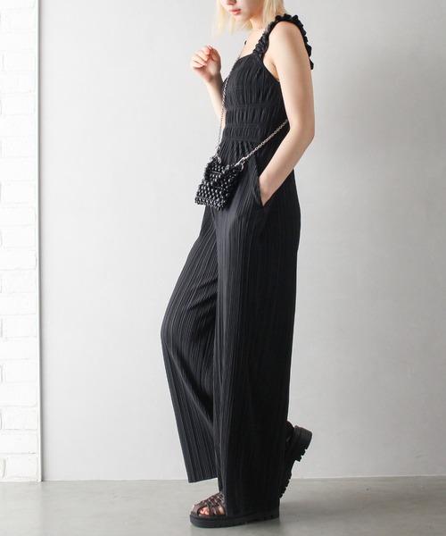 SpRay（スプレイ）の「ランダムプリーツサロペット（サロペット/オーバーオール・レディース・ベージュ/ブラック/グレー・FREE）」の20枚目の写真