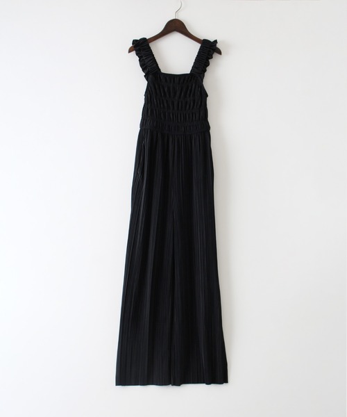 SpRay（スプレイ）の「ランダムプリーツサロペット（サロペット/オーバーオール・レディース・ベージュ/ブラック/グレー・FREE）」の14枚目の写真