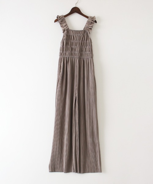 SpRay（スプレイ）の「ランダムプリーツサロペット（サロペット/オーバーオール・レディース・ベージュ/ブラック/グレー・FREE）」の15枚目の写真