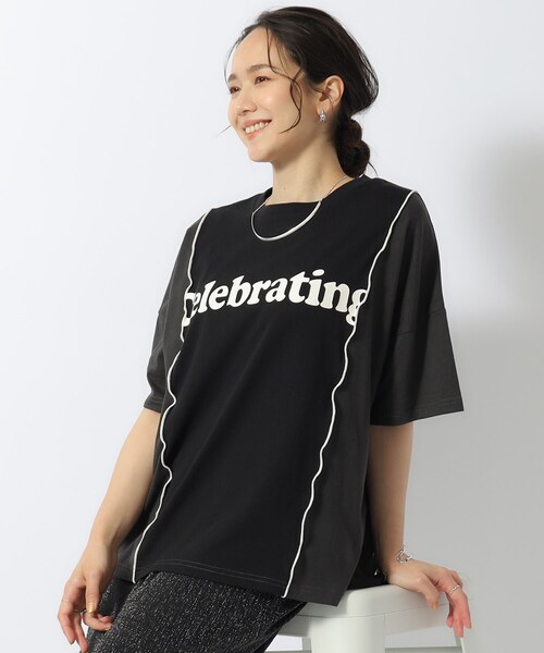 Cutie Blonde(キューティーブロンド)の「◆【洗える】リメイク風 切り替えTシャツ(Tシャツ/カットソー・レディース・ブルー系9/ホワイト系その他5/ブラック系4・04/02/03)」の3枚目の写真