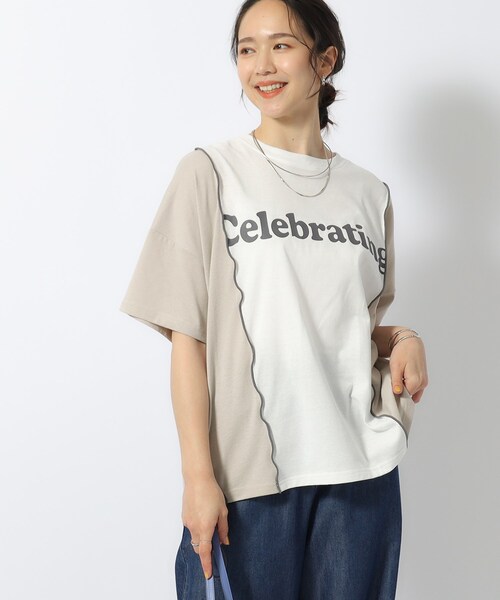 Cutie Blonde(キューティーブロンド)の「◆【洗える】リメイク風 切り替えTシャツ(Tシャツ/カットソー・レディース・ブルー系9/ホワイト系その他5/ブラック系4・04/02/03)」の21枚目の写真