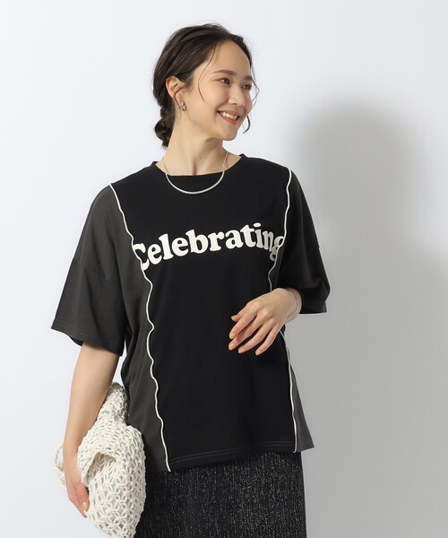 Cutie Blonde(キューティーブロンド)の「◆【洗える】リメイク風 切り替えTシャツ(Tシャツ/カットソー・レディース・ブルー系9/ホワイト系その他5/ブラック系4・04/02/03)」の17枚目の写真